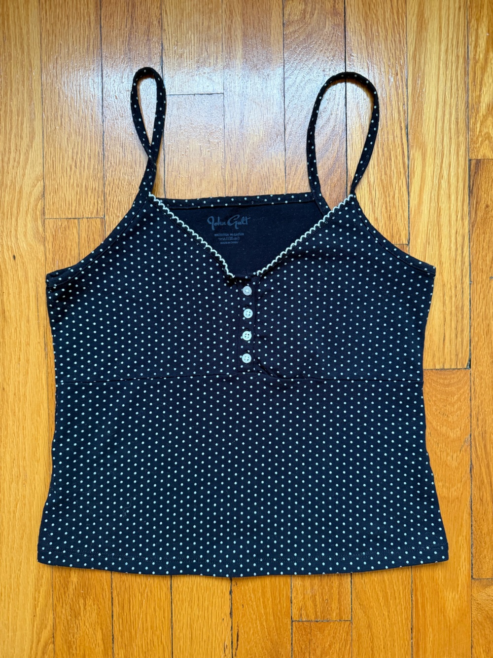 Brandy melville Black Polka Dot Tank Top with Button Front